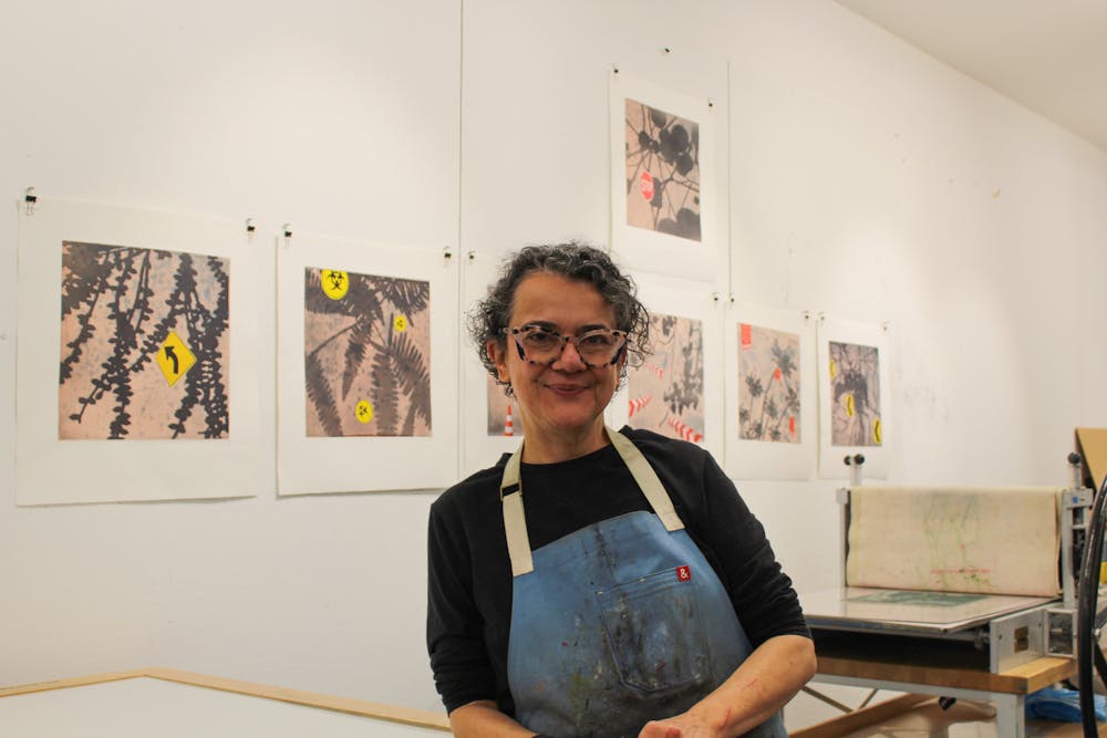 Professor Tanja Softić with her most recent printmaking collection.