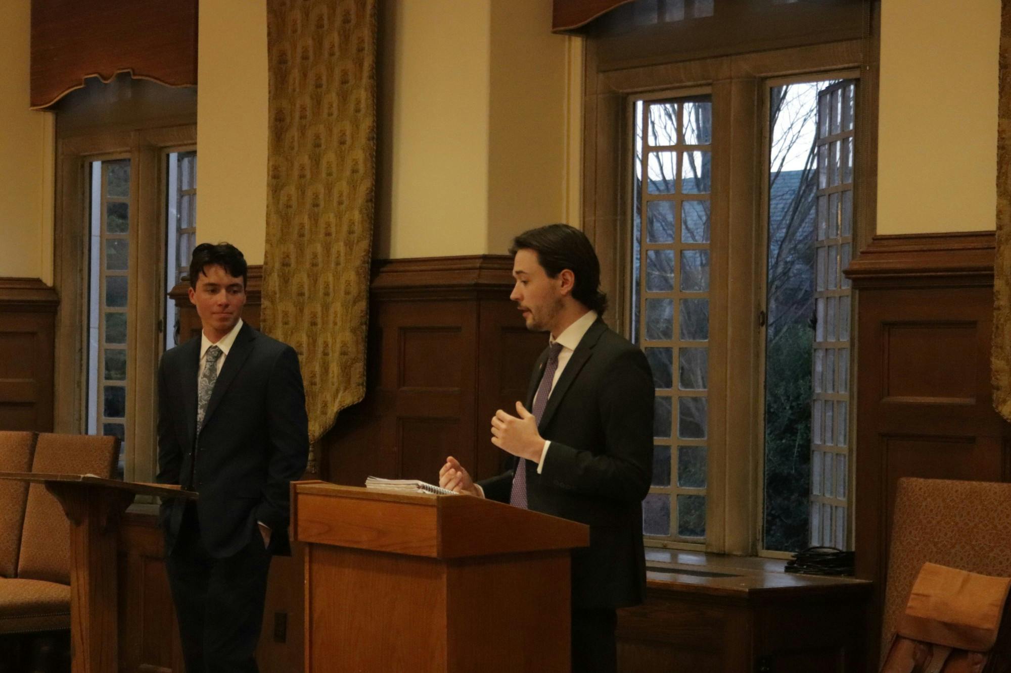 RCSGA presidential candidates, Derek Gilmore and Will Emerson, during debate on March 20 at 7pm.&nbsp;