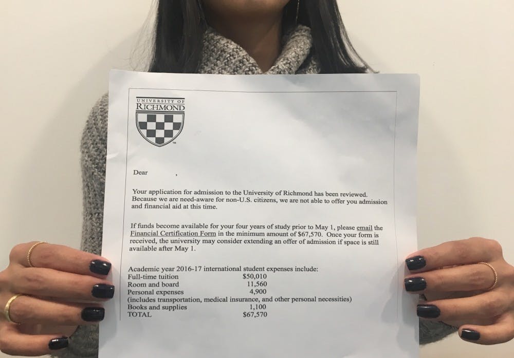 <p>Sophomore Miranda Barbosa holds a copy of the rejection letter her friend received the same year Barbosa was accepted. Her friend is a DACA student who now attends a comparable liberal arts institution.&nbsp;</p>