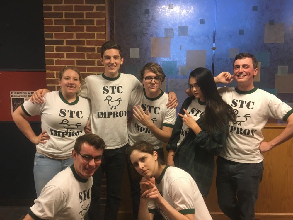 Members of&nbsp;University of Richmond's improv group,&nbsp;STC, pose for a picture&nbsp;before their performance.