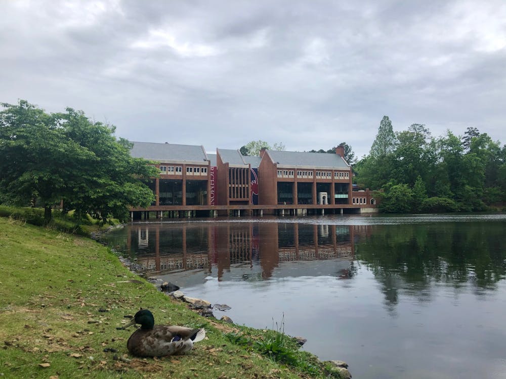<p>A view of the Tyler Haynes Commons from Westhampton Lake.&nbsp;</p>
