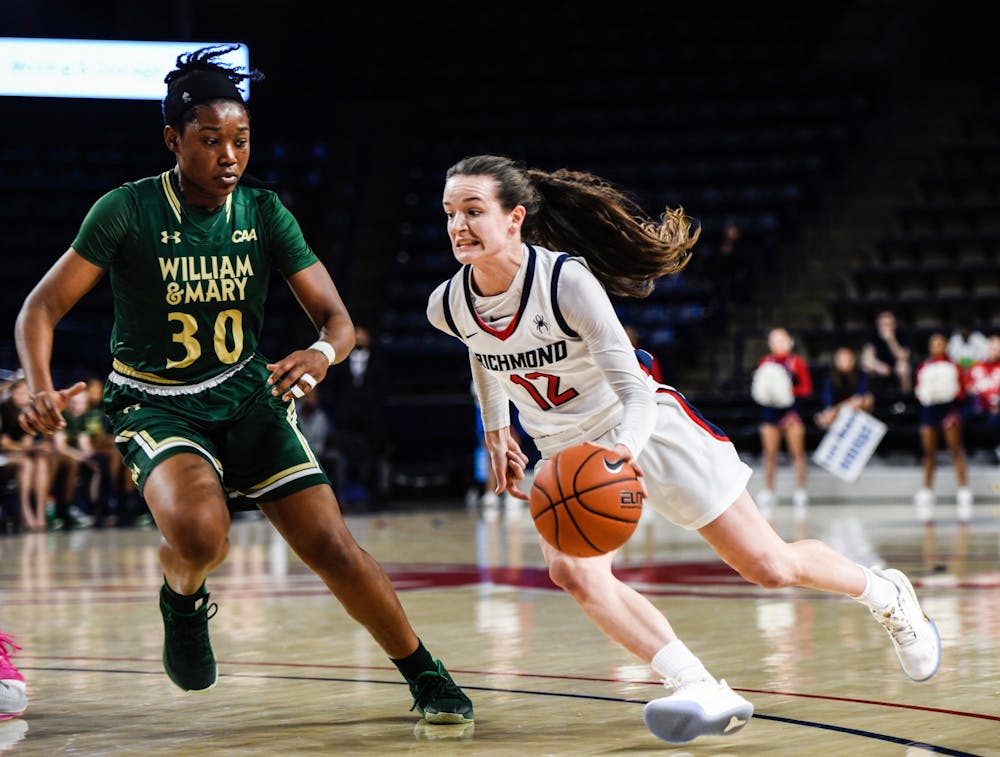 Sophomore guard Claire Holt sprints down the court avoiding William and Mary defense during a game on Wednesday, November 21, 2019. 