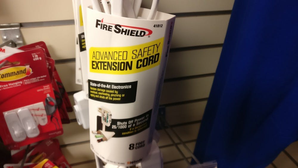 <p>The Fire Shield-brand&nbsp;extension cords offered in the University of Richmond bookstore.</p>