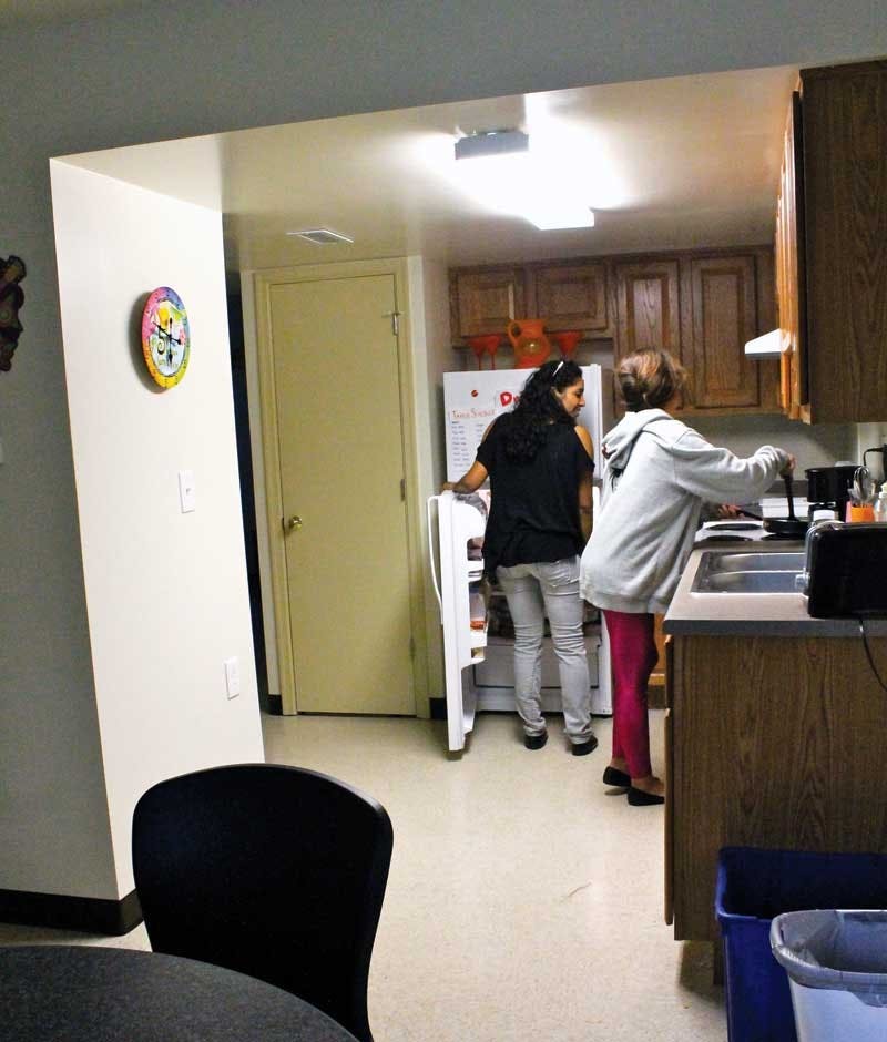 Sophomore Karin Eastby, 19, of Hampton-Sydney, Va., and sophomore Amanda Kleintop, also 19, of Philadelphia, after the final presidential debate Wednesday night. (Dan Petty/The Collegian)