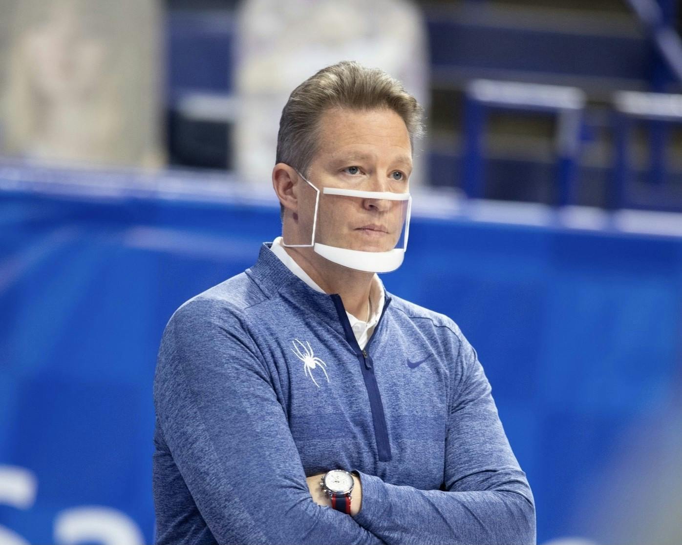 Richmond Spiders head coach Chris Mooney watches the Richmond Spiders. Courtesy of Mark Cornelison