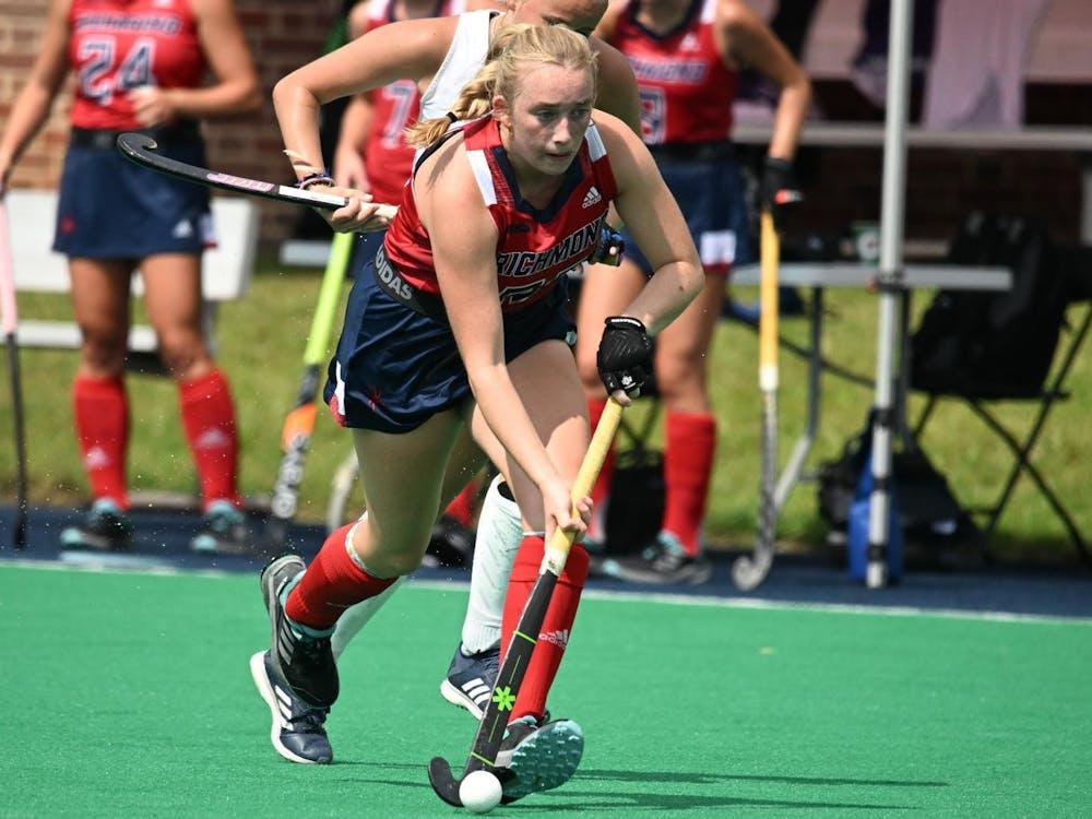 Field Hockey win their third consecutive game of the season, scoring 4-0 against Queens University of Charlotte at Crenshaw Field Sept. 17. Photo courtesy of Richmond Athletics.&nbsp;