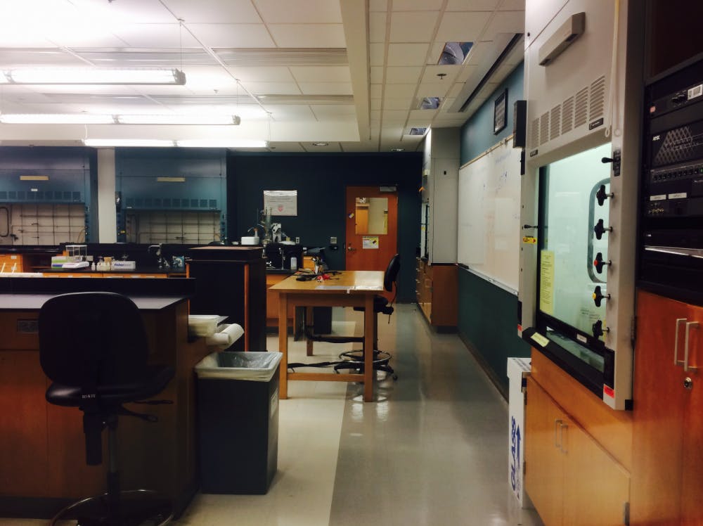 <p>One of Dr.&nbsp;Myers' old classrooms in Gottwald sits silent in his absence.&nbsp;</p>