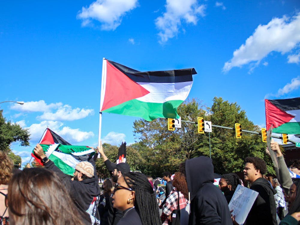 University of Richmond students attended an emergency rally organized by the Palestinian Student Organization from Virginia Commonwealth University and the nonprofit American Muslims for Palestine at Monroe Park Oct. 21.&nbsp;