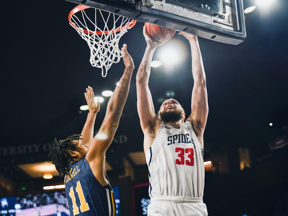 Redshirt junior forward Grant Golden makes a basket during a game against La Salle on Wednesday, January 22, 2020 at the Robins Center.&nbsp;