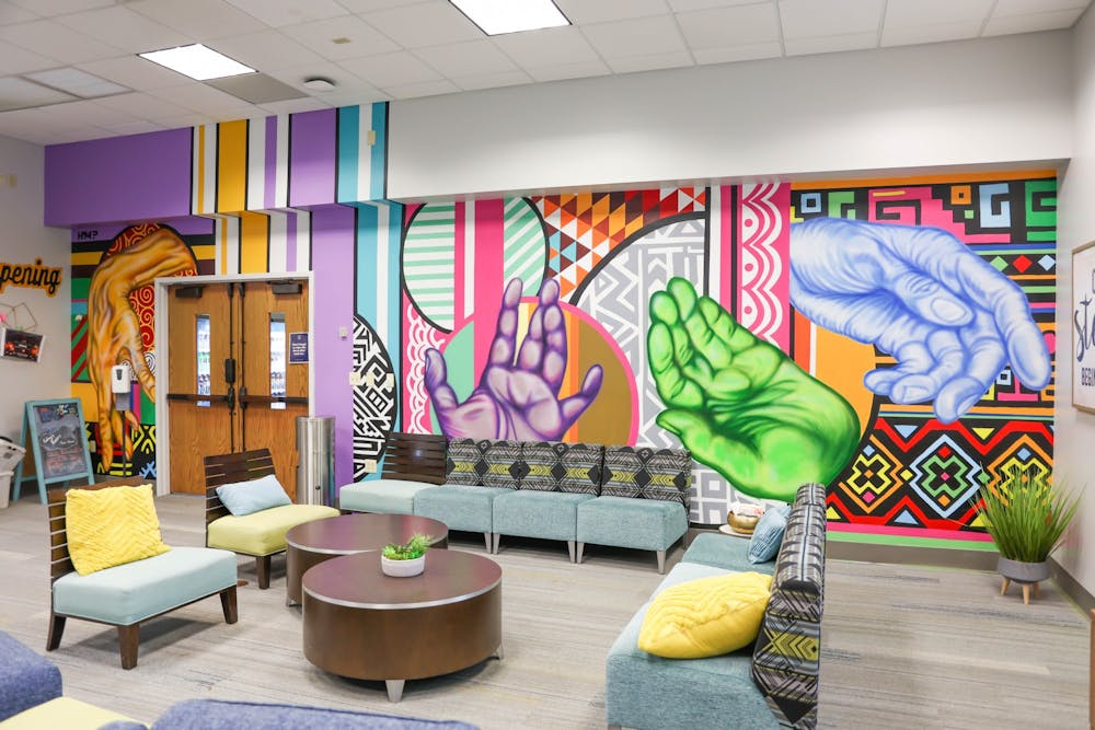 The Main mural painted on the wall within the Multicultural Student Space.