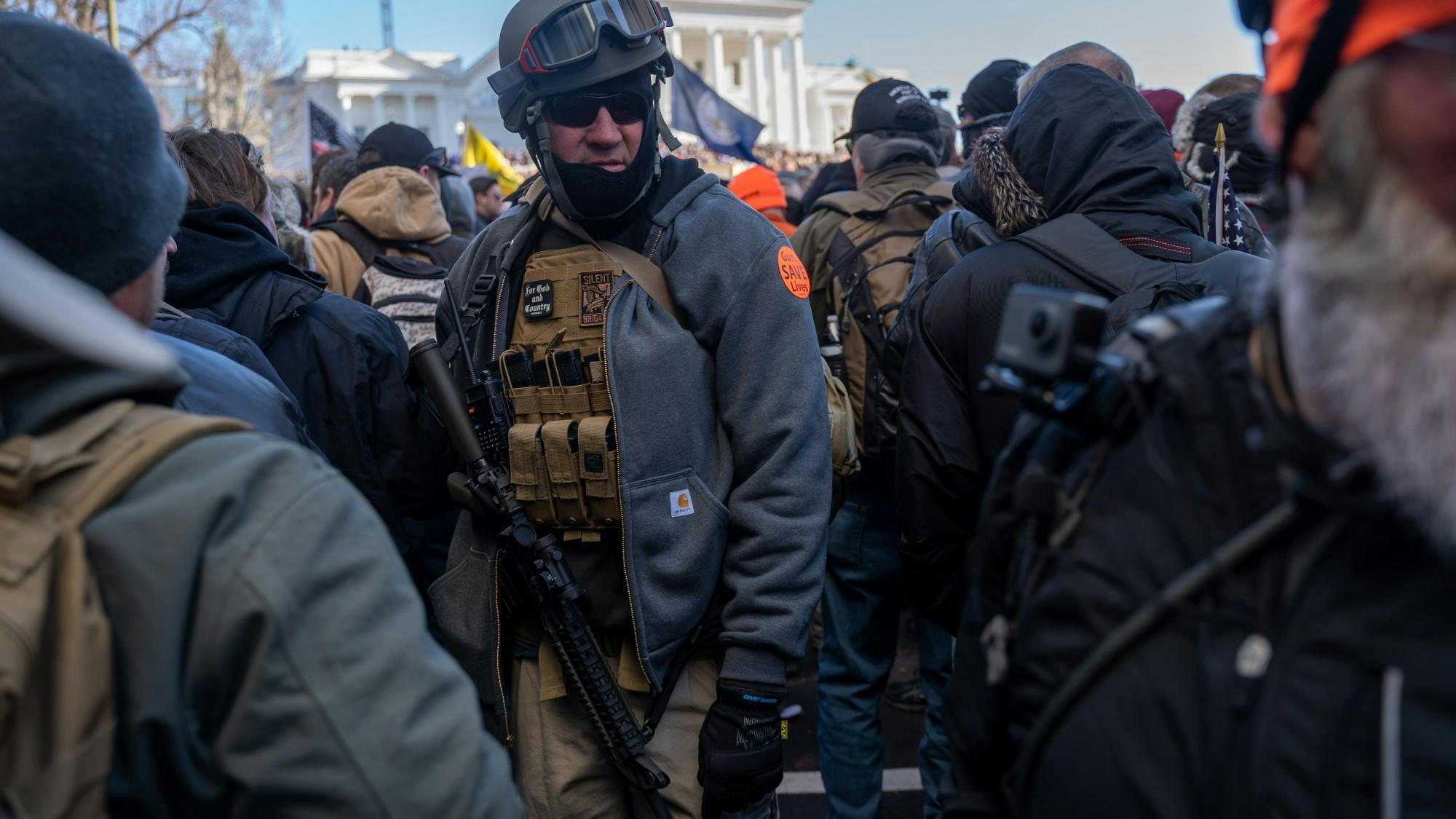 Thousands of gun owners gather at the Virginia State Capitol in Richmond, Virginia, on Monday, Jan. 20, 2020, to protest Gov. Ralph Northam’s proposed gun control legislation.