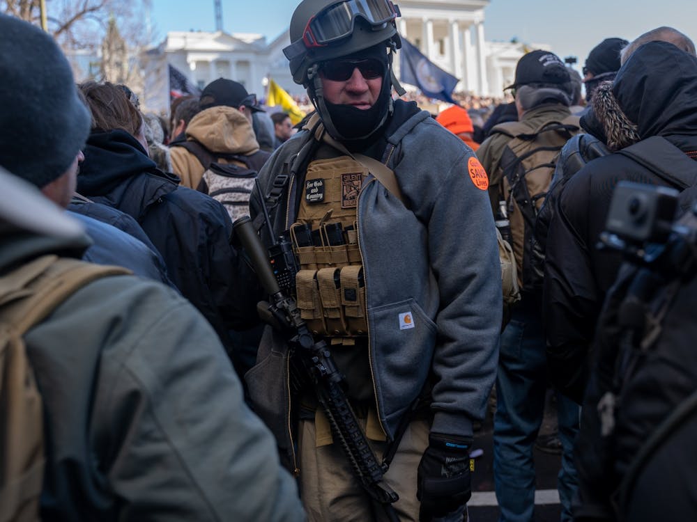 Thousands of gun owners gather at the Virginia State Capitol in Richmond, Virginia, on Monday, Jan. 20, 2020, to protest Gov. Ralph Northam’s proposed gun control legislation.