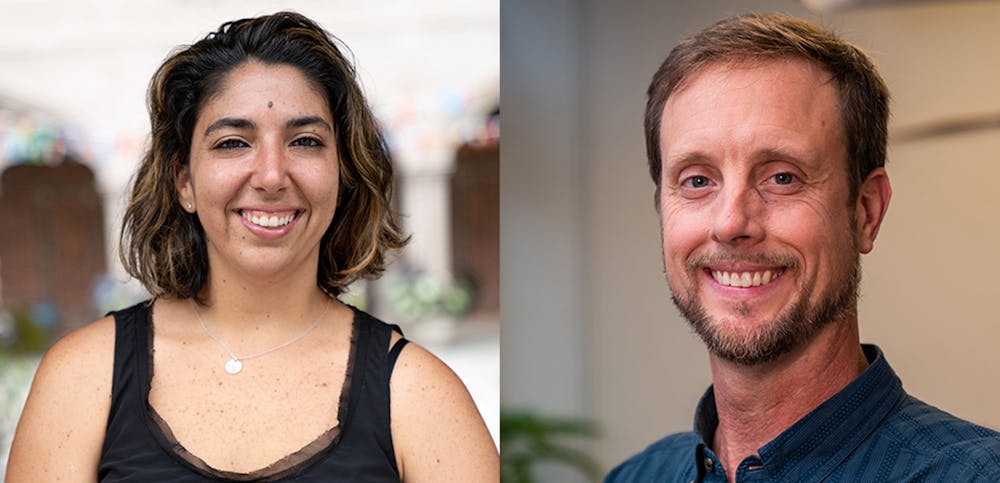 <p>Geography professors Stephanie Spera (left) and David Salisbury (right) received funding from NASA to study environmental changes to the Amazon. <em>Photos courtesy of University Communications</em></p>