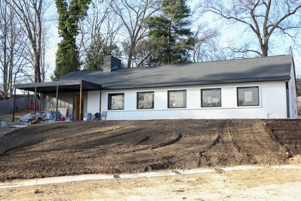 The Student Organizations Lodge under construction on Old Fraternity Row.
