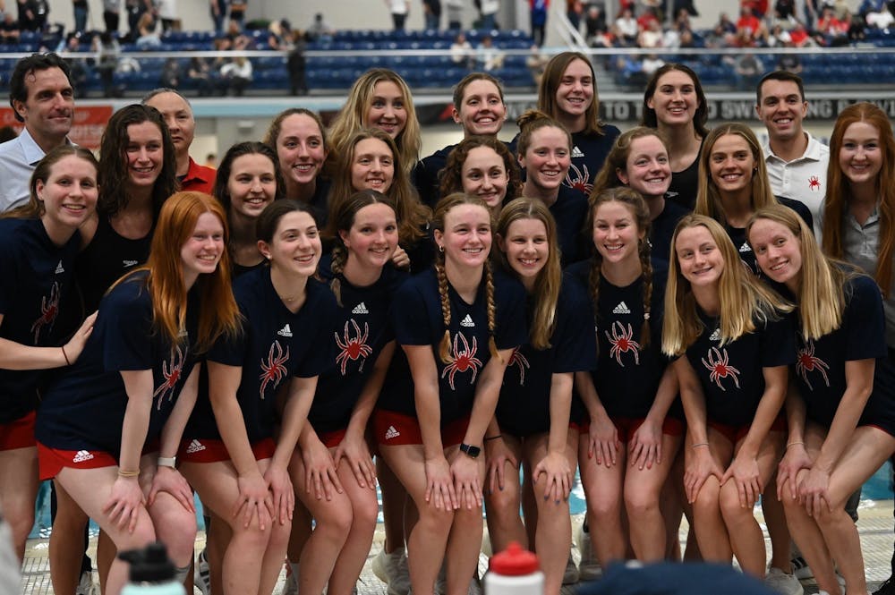 UR swimming and diving team after placing second overall at the A10 championships in Ohio. Photo courtesy of Richmond Athletics.&nbsp;