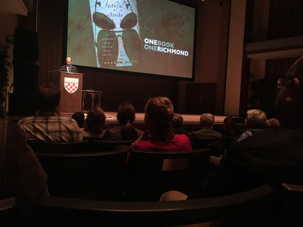 Shahan Mufti speaks about the parallels between the U.S. and Pakistan during the One Book, One Richmond keynote speech.&nbsp;