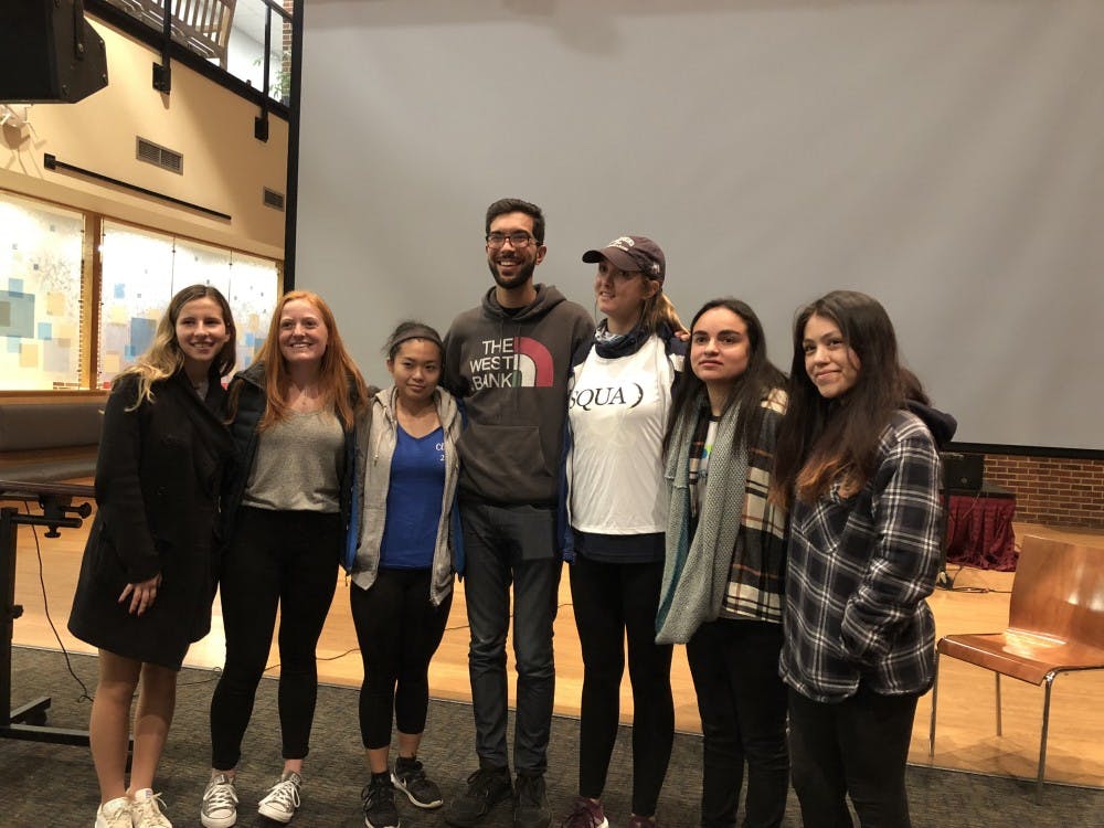 <p>Benjamin Ladraa (center) with the members of UR's No Lost Generation executive board.&nbsp;</p>