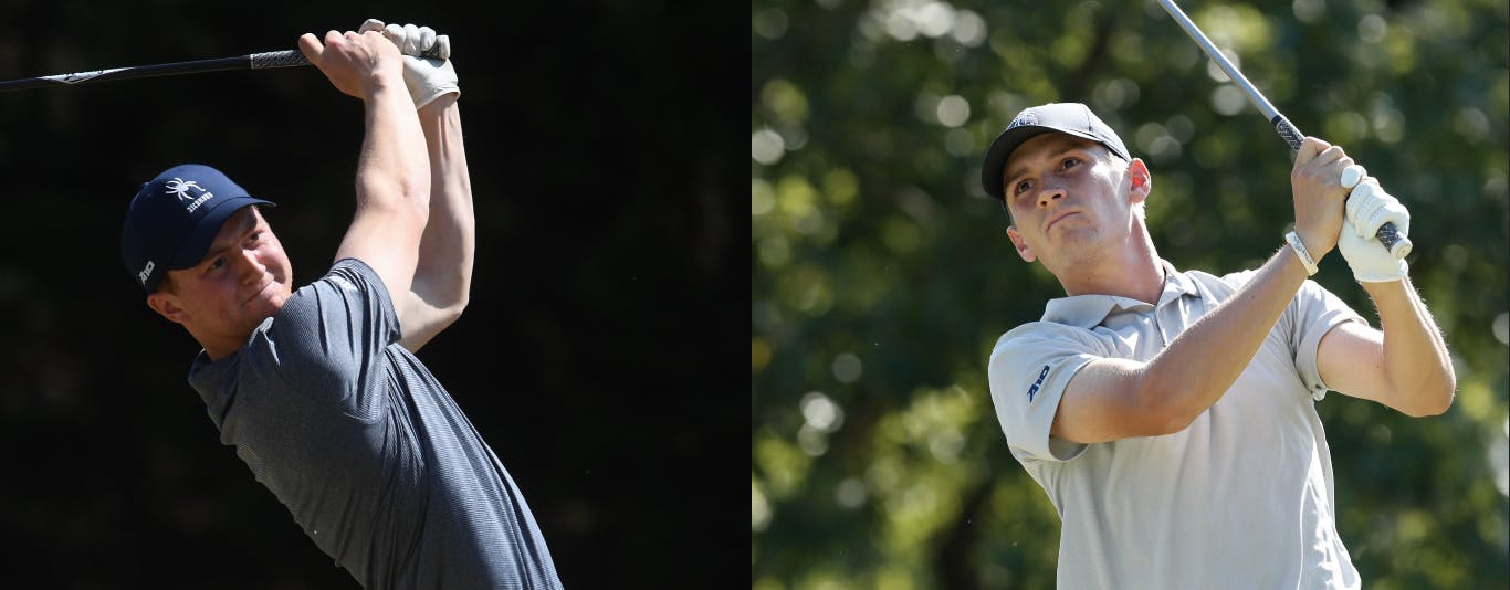 Men's golf's Michael Baker (left) and Michael Childress (right). Photos courtesy of The University of Richmond's men's golf team Twitter.