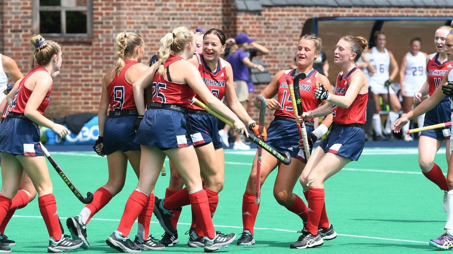 Spiders celebrate a win against Georgetown University on Crenshaw Field Sept. 3. Photo courtesy of Richmond Athletics.&nbsp;