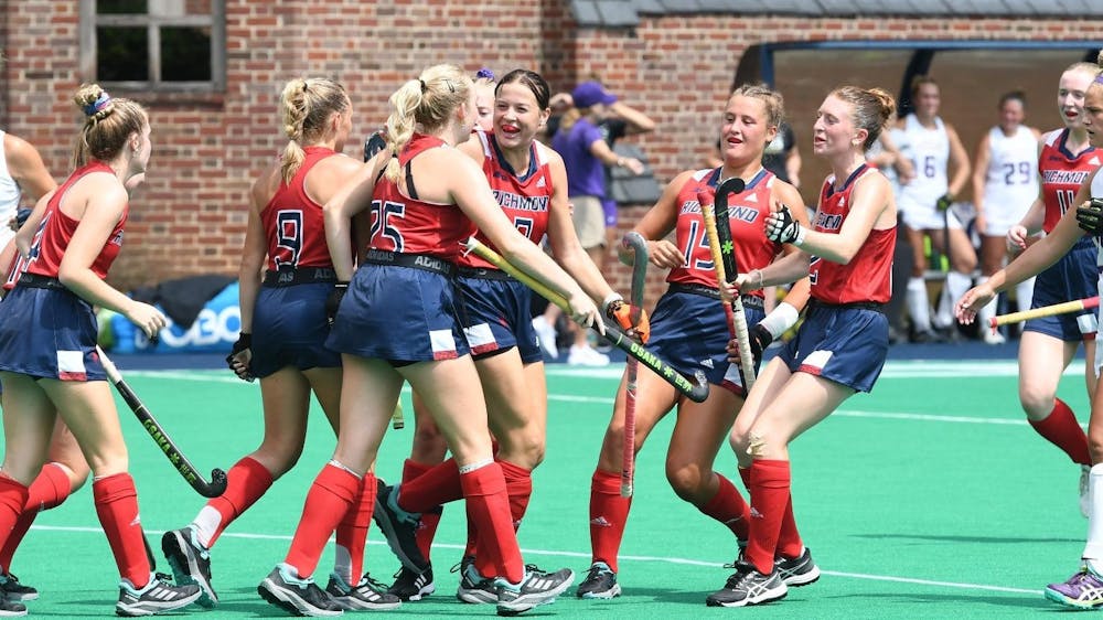<p>Spiders celebrate a win against Georgetown University on Crenshaw Field Sept. 3. Photo courtesy of Richmond Athletics.&nbsp;</p>