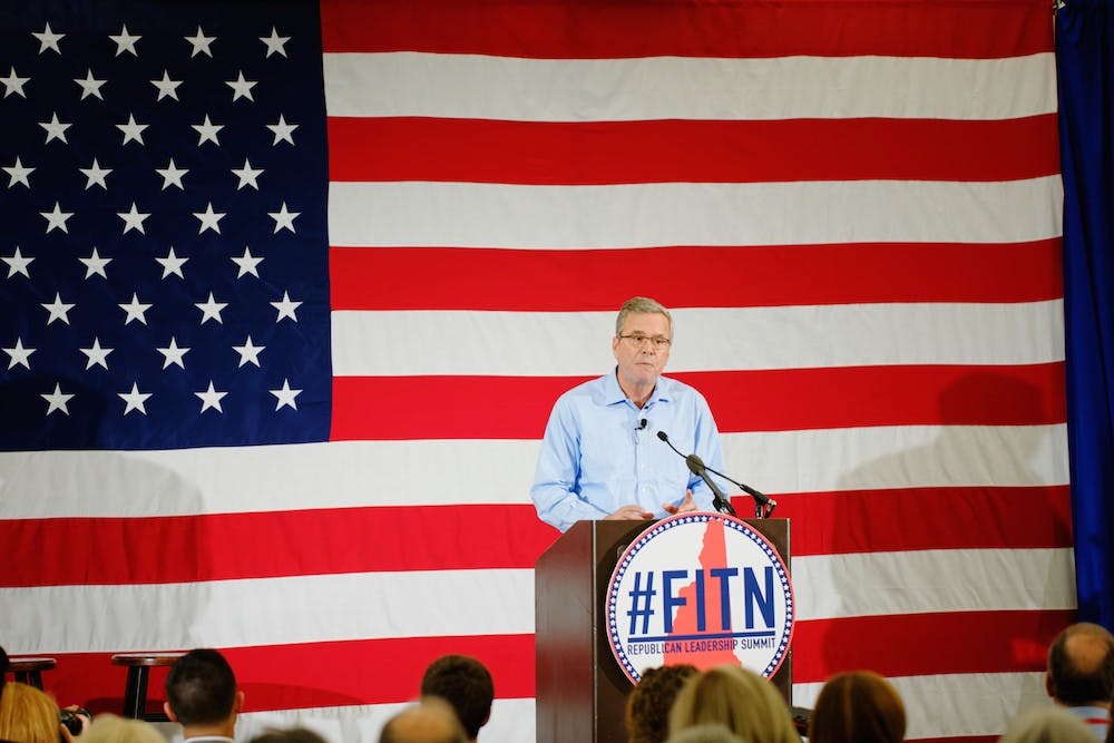 Jeb Bush, who is speaking in New Hampshire in this photograph, was one of Palazzolo's winners from Wednesday night's debate | Courtesy of Michael Vadon/Wikicommons