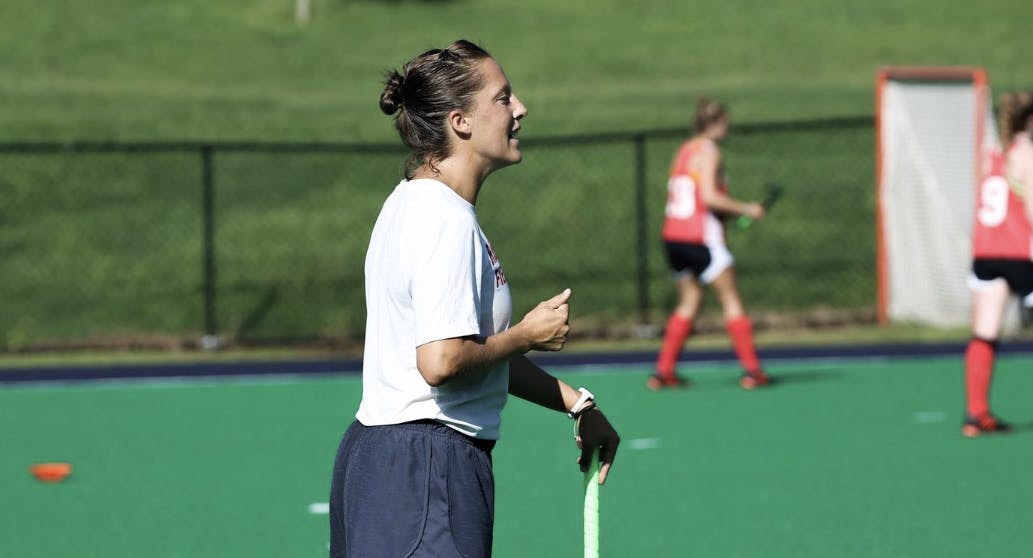 Former head coach Jamie Montgomery during field hockey game. Photo courtesy of Richmond Athletics. &nbsp;