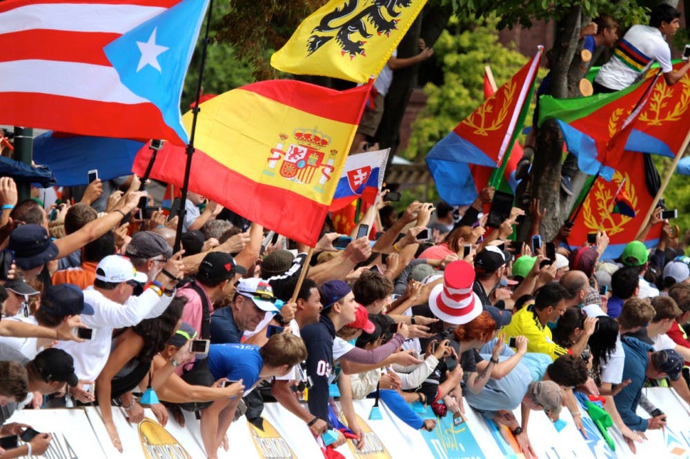 <p>The atmosphere at the finish line of the UCI World Championships was remarkable, with fans from countries around the world. </p>