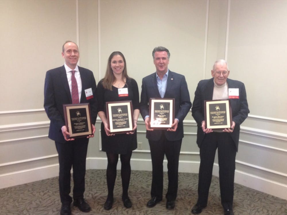 The&nbsp;2016 University of Richmond Hall of Fame class was inducted last Saturday.&nbsp;From left: George Edelman, Kristen Samuhel Clarey, Bruce Allen, Warren Mitchell