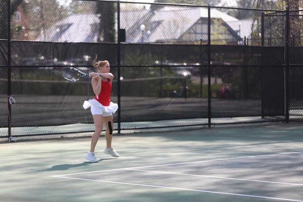 <p>Senior Kelsey Williams will help lead the women's tennis team as the Spiders chase success in the conference tournament.&nbsp;</p>