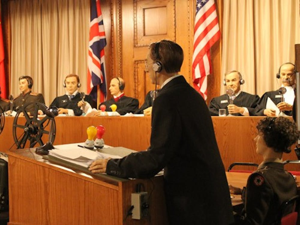A replica of the Nuremberg trials is in the Virginia Holocaust Museum.