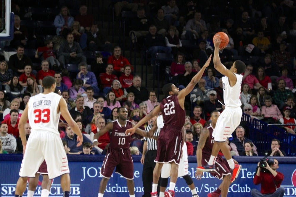 <p>ShawnDre' Jones, right, has been a proven scoring threat for Richmond in his first two seasons, but he will need to continue to elevate his play this year, as Kendall Anthony graduated and Alonzo Nelson-Ododa, left, transferred.</p>