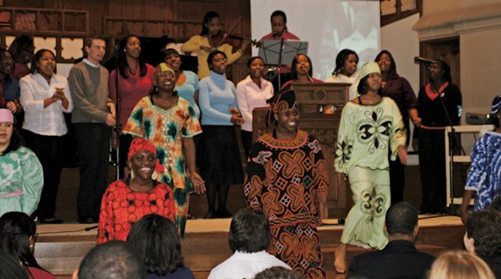 The Umoja Gospel choir and Ngoma African Dance Company began the MLK celebration with "Glorious"