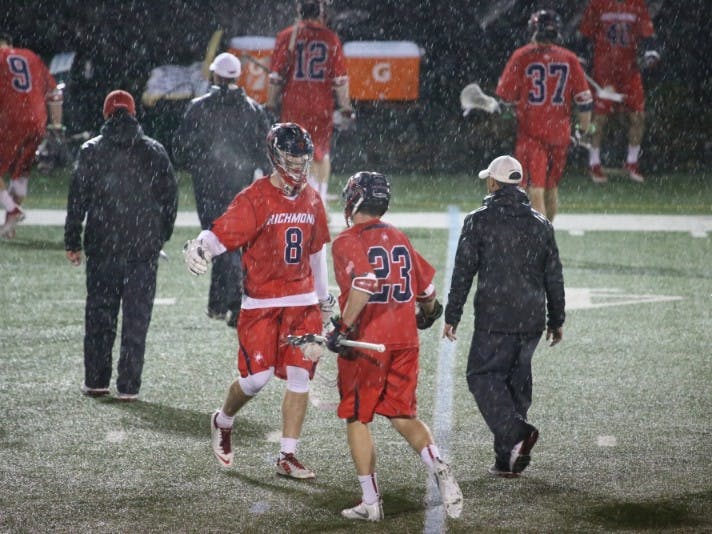 Richmond defeated UNC 6-5 Monday night in heavy rain. Photo courtesy of Richmond Athletics.