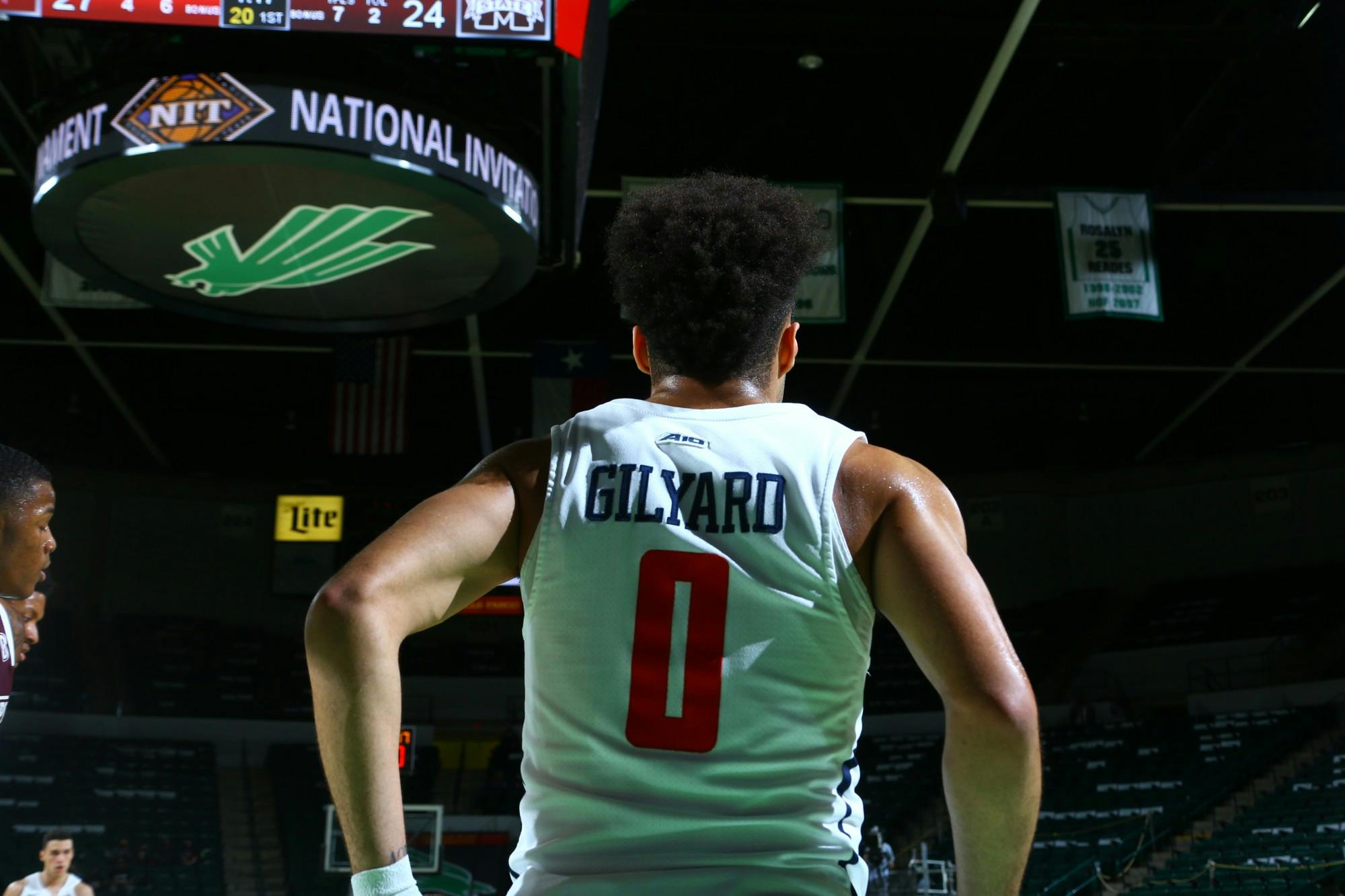 Richmond Spiders' guard Jacob Gilyard during the National Invitation Tournament quarterfinal against Mississippi State at UNT Coliseum on Thursday, Mar. 26, 2021. Photo courtesy of the NCAA