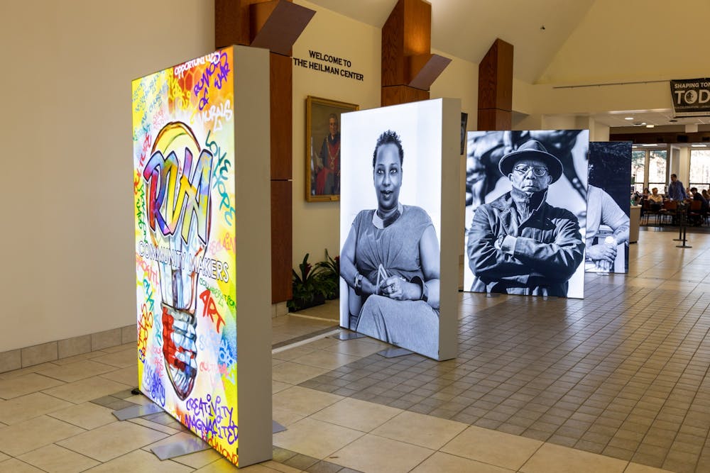 The RVA Community Makers art installation placed in the Heilman Dining Center lobby on Jan. 16 2023.