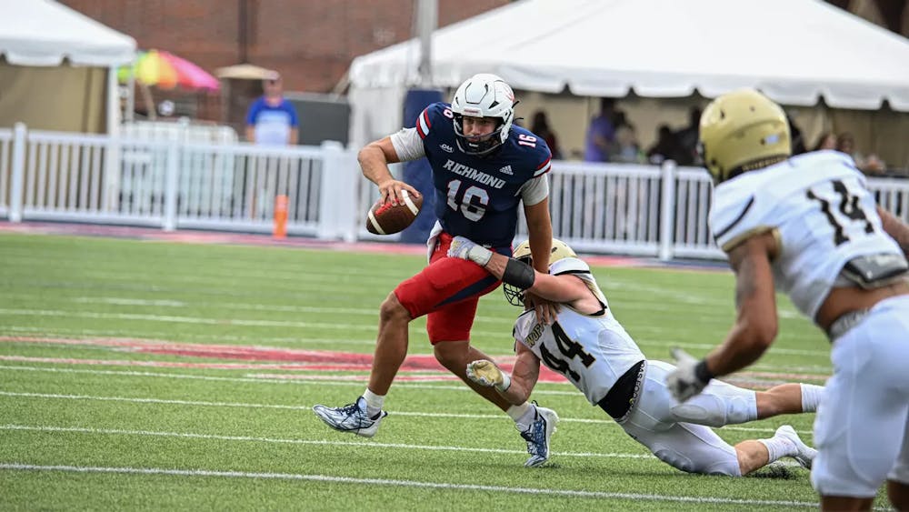 <p>Redshirt Junior Quarterback Kyle Wickersham during game against Wofford on Saturday Sept. 7. Photo courtesy of Richmond Athletics.</p>