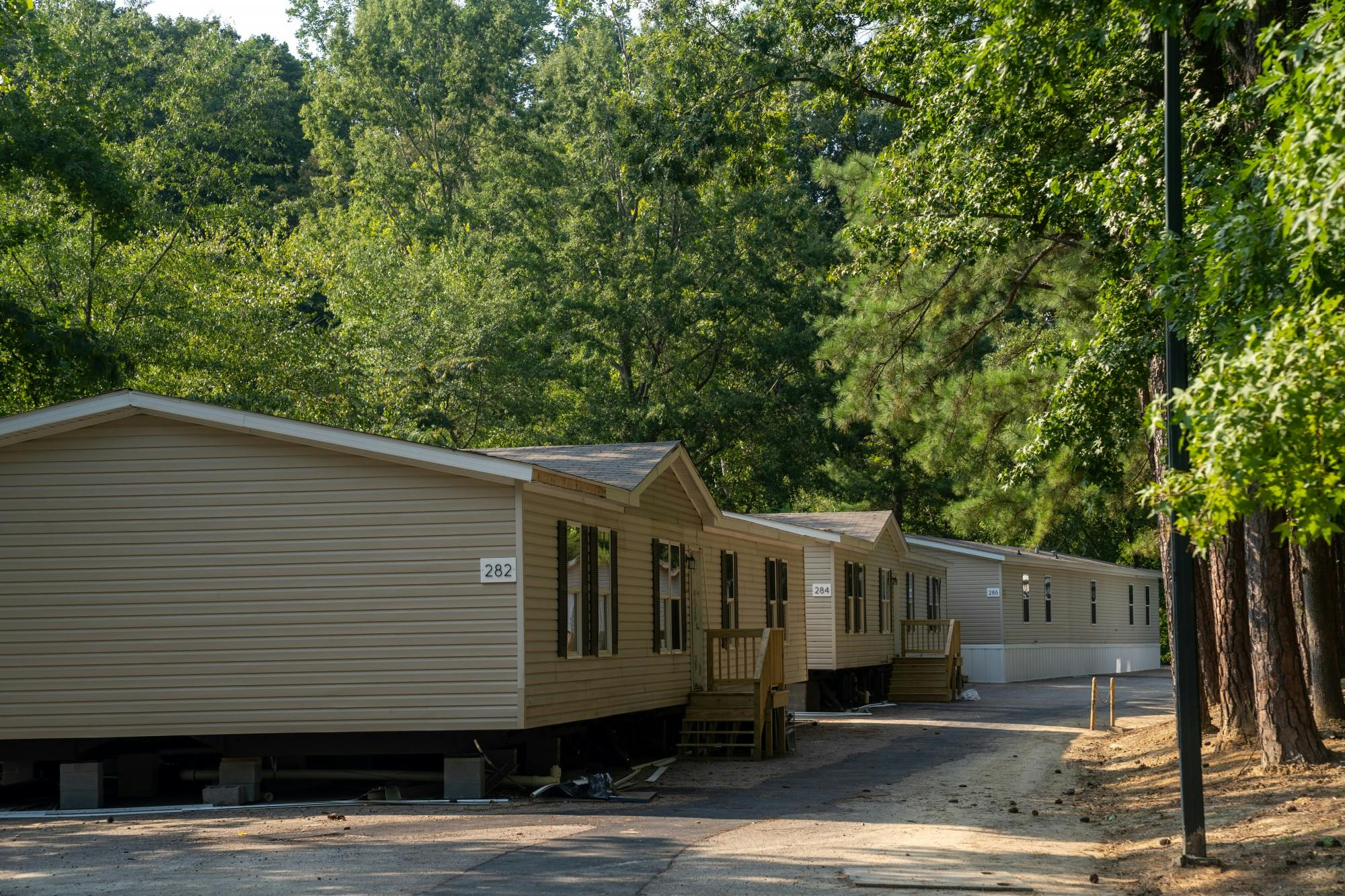 Modular buildings parked in R54, K-lot.