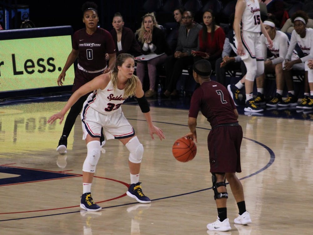 Junior Amy Duggan during the women’s basketball win over the University of Maryland Eastern Shore, 57-55, on Nov. 14.