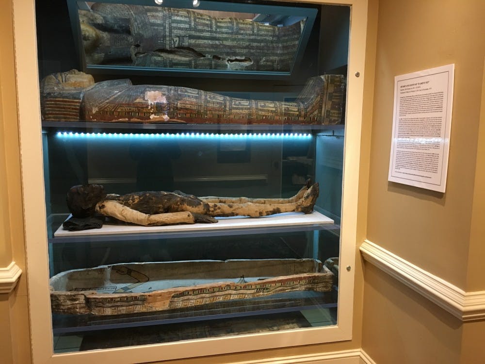 Ti-Ameny-Net, an ancient Egyptian, rests in the Ancient World Gallery.&nbsp;