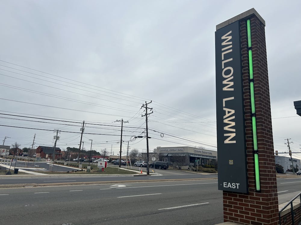 <p>The sign at a bus stop outside The Shops at Willow Lawn in Henrico, Va.&nbsp;</p>