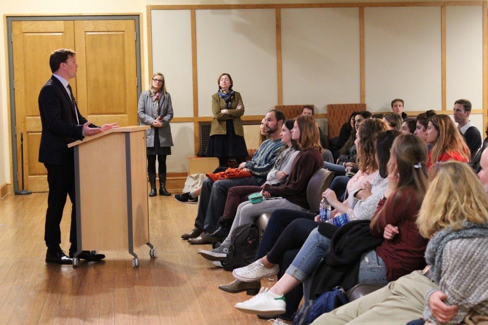 His Excellency Lars Gert Lose, Danish Ambassador to the United States, addresses the University of Richmond community on Wednesday.&nbsp;