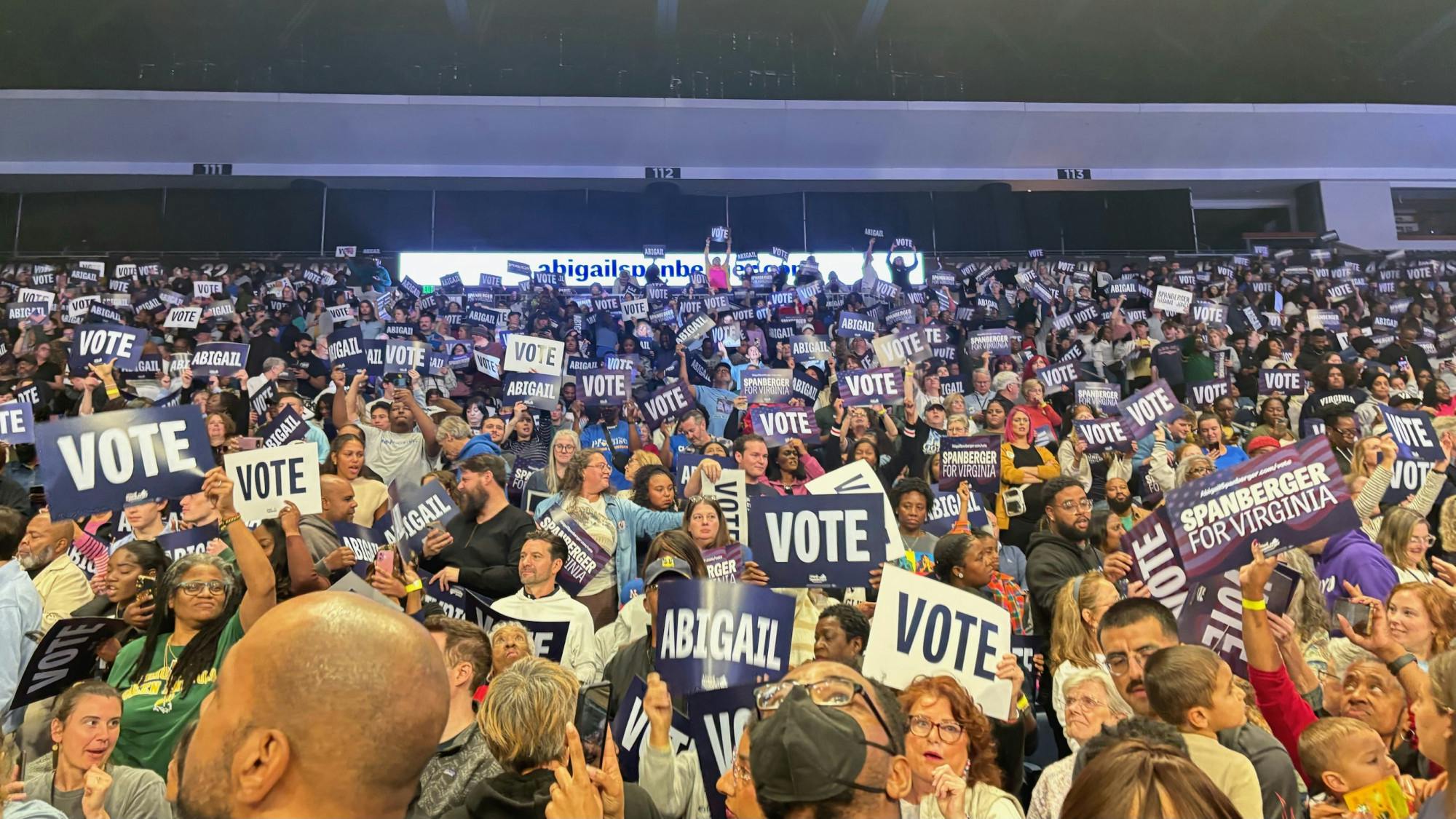 A crowd at Abigail Spanberger's rally in Norfolk, Va., which featured former President Barack Obama.