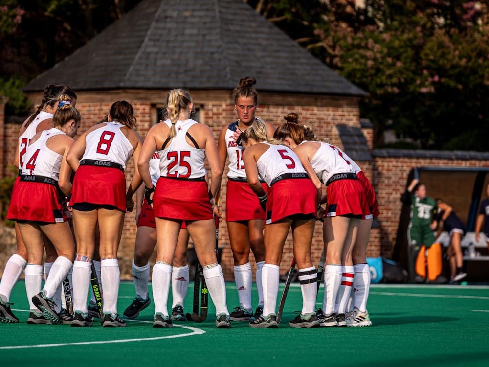 University of Richmond field hockey team at Crenshaw field August 25 during game against Longwood. Photo courtesy of Richmond Athletics.&nbsp;