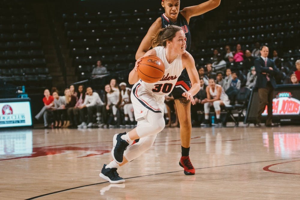 <p>Sophmore guard Kailyn Fee goes for a layup against Howard University on Saturday, Dec. 8. <em>Photo courtesy of </em><a href="https://twitter.com/SpiderWBBall" target="_blank"><em>Richmond Women's Basketball Twitter</em></a><em>.</em></p>