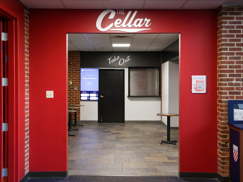 The entrance to The Cellar through the Tyler Hanes Commons.