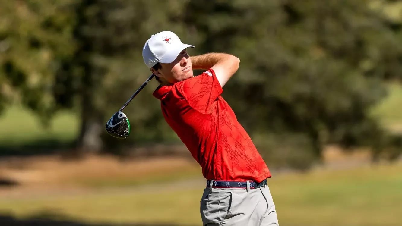 Junior Quin Polin takes a swing at the Monterrey classic. Courtesy of Richmond Athletics