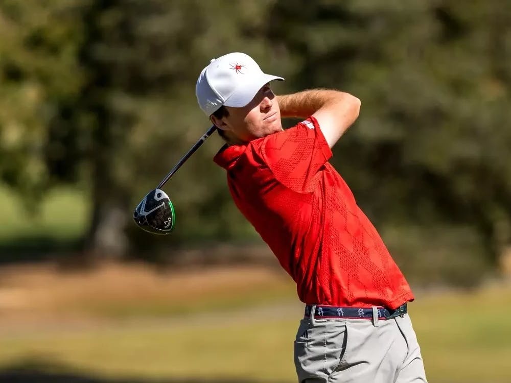 Junior Quin Polin takes a swing at the Monterrey classic. Courtesy of Richmond Athletics