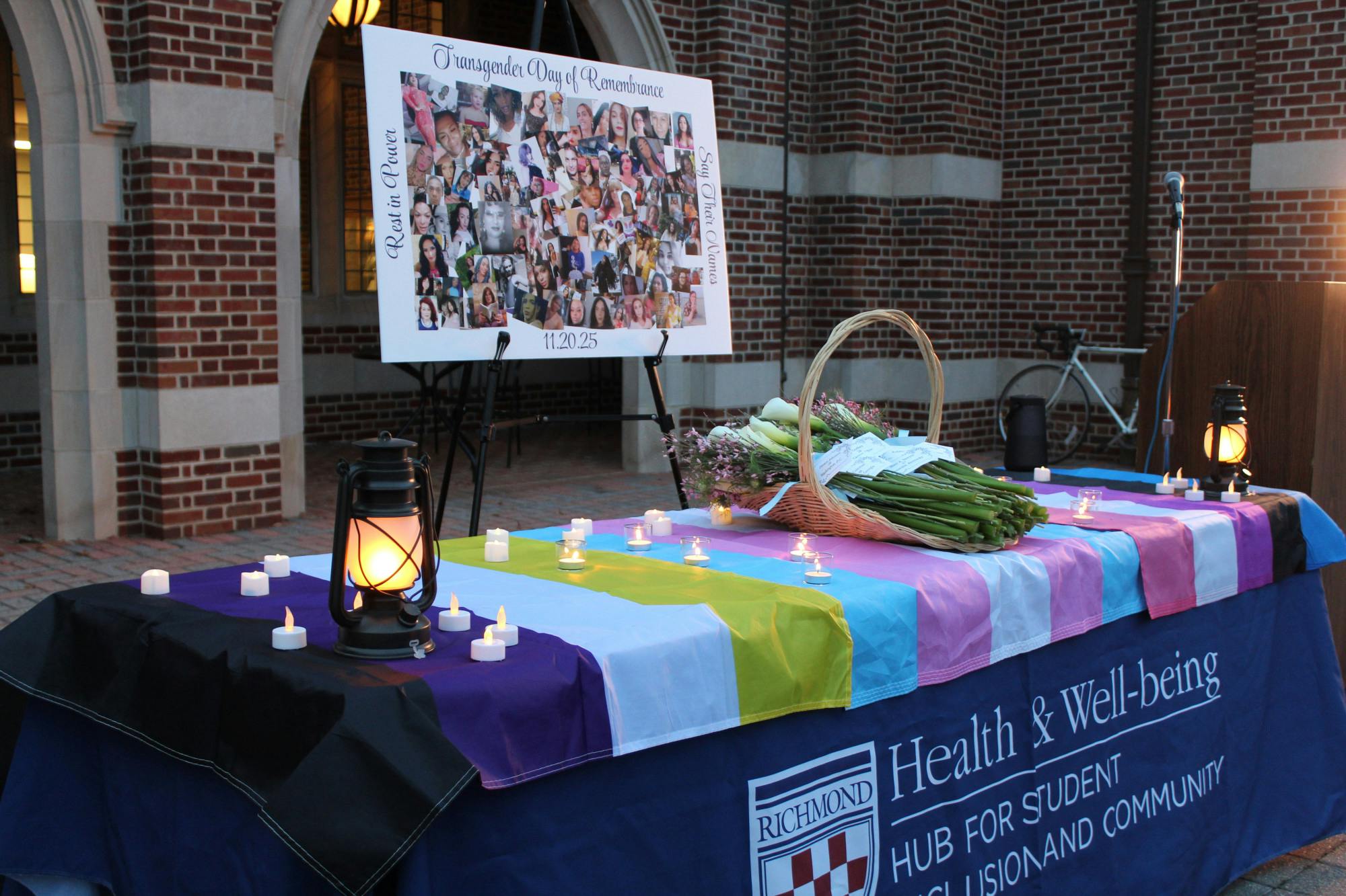 Memorial for lost transgender lives at UR's Transgender Day of Remembrance vigil.&nbsp;