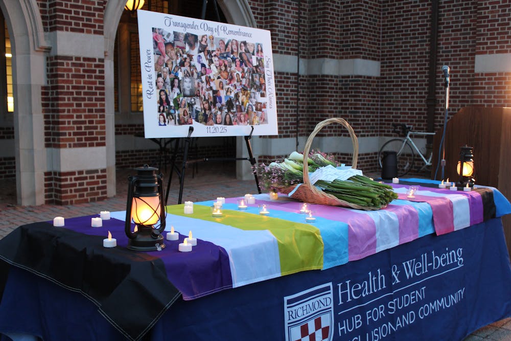 <p>Memorial for lost transgender lives at UR's Transgender Day of Remembrance vigil.&nbsp;</p>