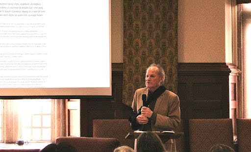 Pulitzer Prize winner Doug Pardue spoke to students in Weinstein Hall on Feb. 26.